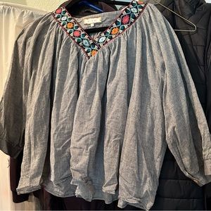 Anthropologie blouse never worn mexican style cute edge v neck